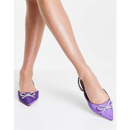 Slingback Bow Point Flats – Purple