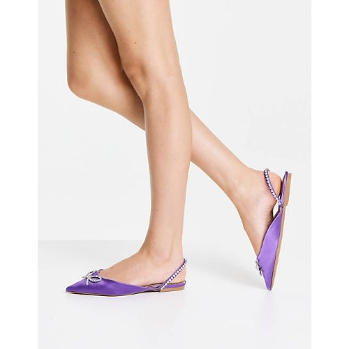 Slingback Bow Point Flats – Purple