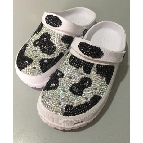 Rhinestone Clogs Sandals - White