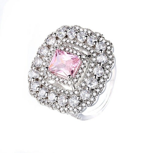 Charming Women's Wedding Engagement Ring - Silver Pink