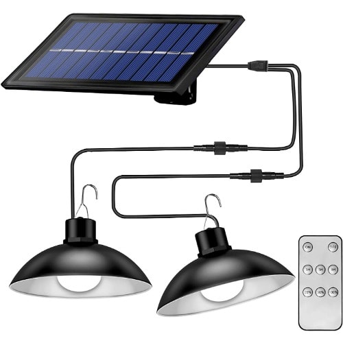 Two Head Solar Pendant Lights With Remote Control