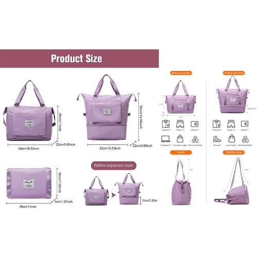 Folding Travel Bag - Foldable Travel Duffel Bag - Large
