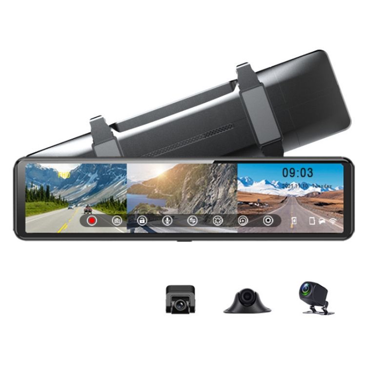 S33 2.5K Triple Recording Streaming Media Driving Recorder 12 Inch