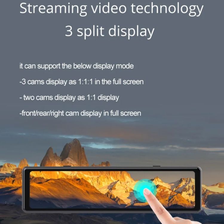 S33 2.5K Triple Recording Streaming Media Driving Recorder 12 Inch