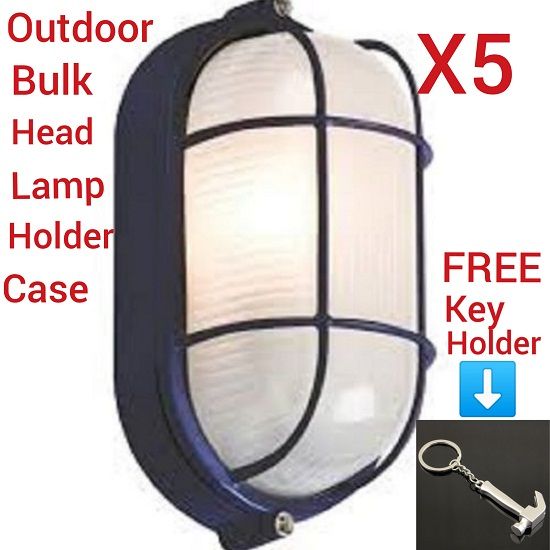 5 Pcs- Out Door- Door Entrance/ Fence Wall Bulk-Head Light Lamp Holder Case+FREE Key Holder