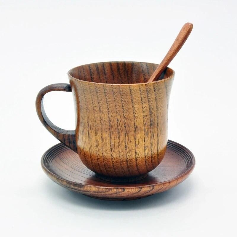 3Pcs/Set Wooden Cup Saucer Spoon Set Coffee Tea Tools Accessories
