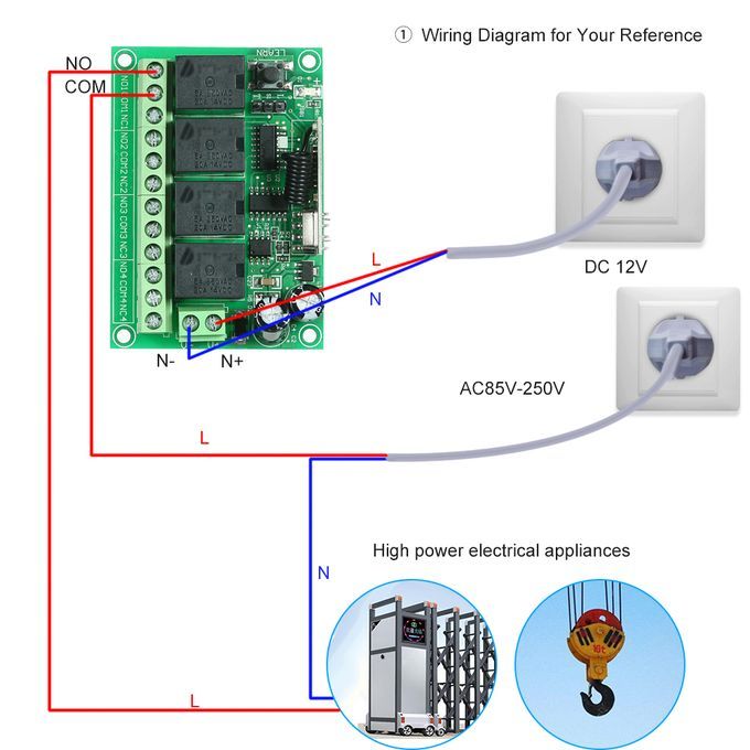 433Mhz DC 12V 4CH Universal 10A Relay Wireless Remote