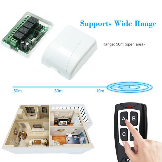433Mhz DC 12V 4CH Universal 10A Relay Wireless Remote