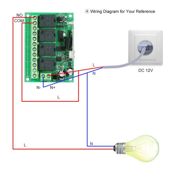 433Mhz DC 12V 4CH Universal 10A Relay Wireless Remote