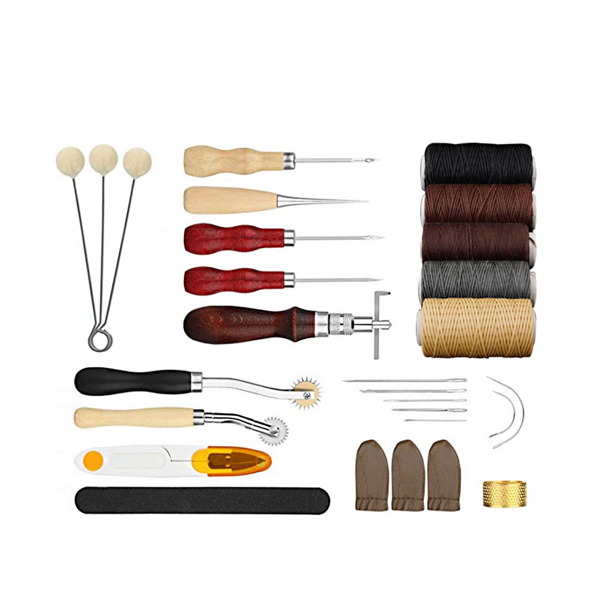 28-Piece Leather Tool Set Sewing Tool Kit Includes Wax