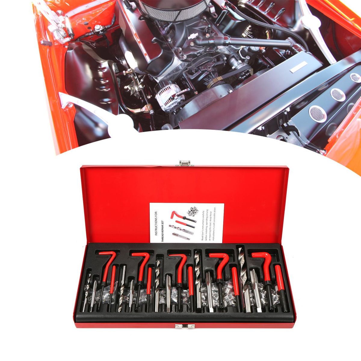 131Pcs Thread Repair Kit M5 M6 Metric8 Metric10 M12 Threaded Tool Twist Drill Bits