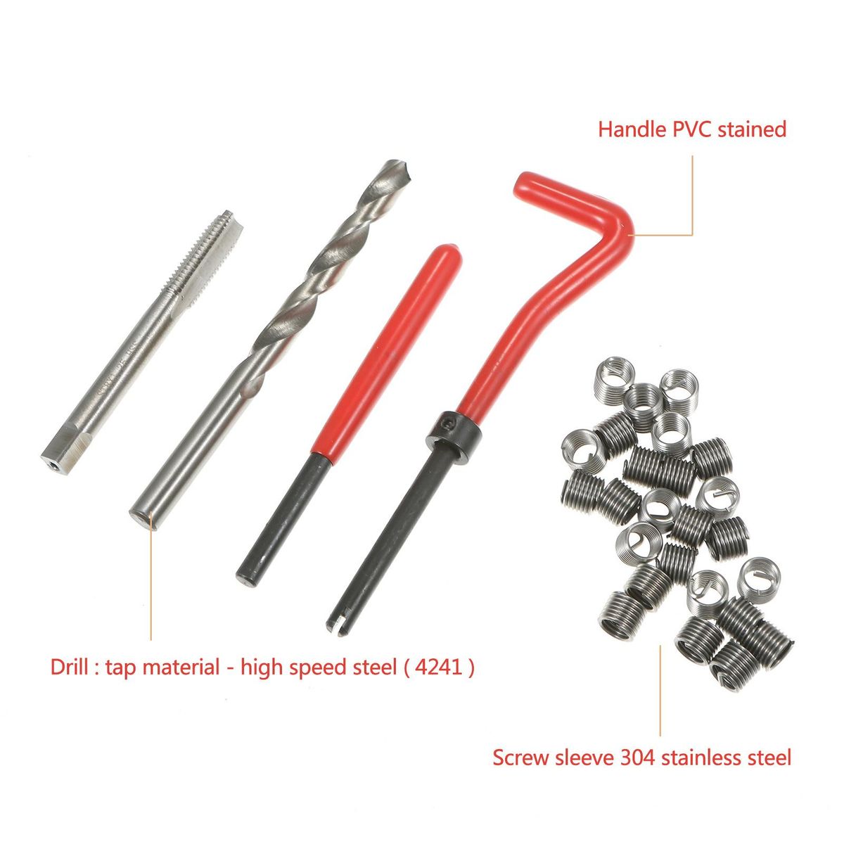 131Pcs Thread Repair Kit M5 M6 Metric8 Metric10 M12 Threaded Tool Twist Drill Bits