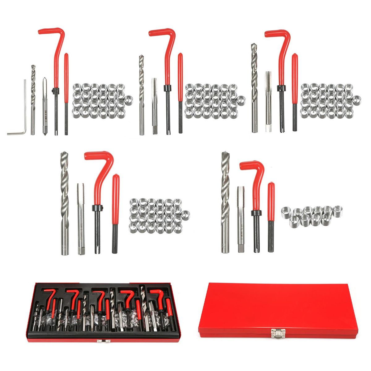 131Pcs Thread Repair Kit M5 M6 Metric8 Metric10 M12 Threaded Tool Twist Drill Bits