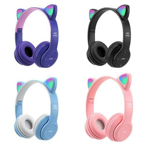 CAT Ear Luminous Head-mounted Headphone Bilateral Stereo Low-power Headset-pink
