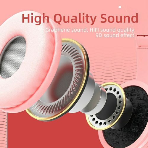 CAT Ear Luminous Head-mounted Headphone Bilateral Stereo Low-power Headset-pink