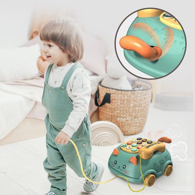 Kids Toy Telephone Story Machine With Music Sound For Boys And Green