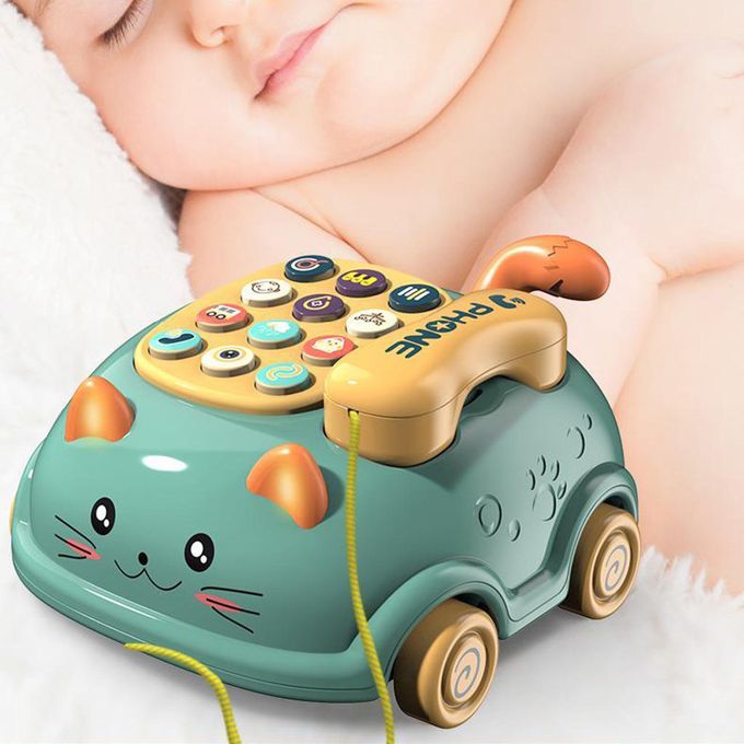 Kids Toy Telephone Story Machine With Music Sound For Boys And Green