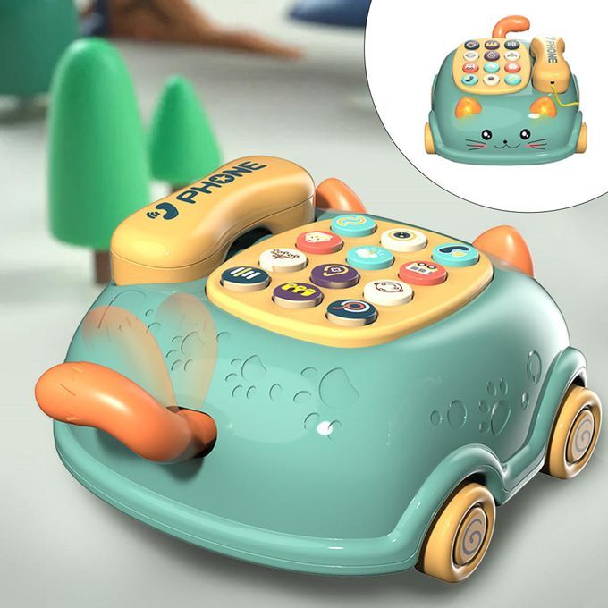Kids Toy Telephone Story Machine With Music Sound For Boys And Green