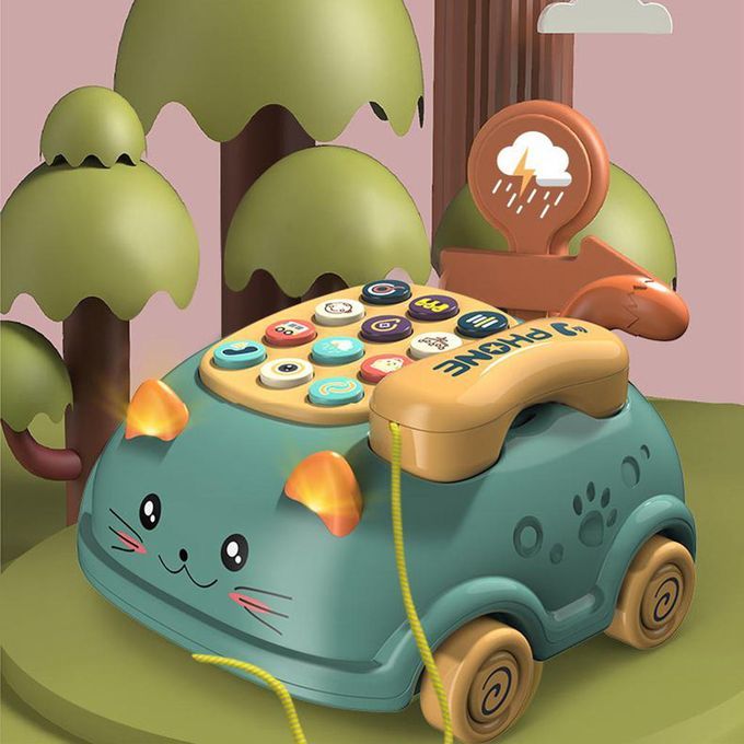 Kids Toy Telephone Story Machine With Music Sound For Boys And Green