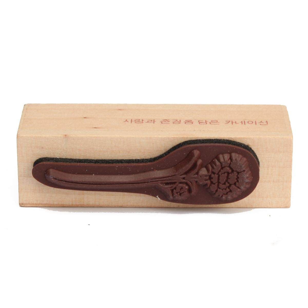 Floral Thank You Happy Birthday Wooden Rubber Stamp Seal Craft Stamper Red