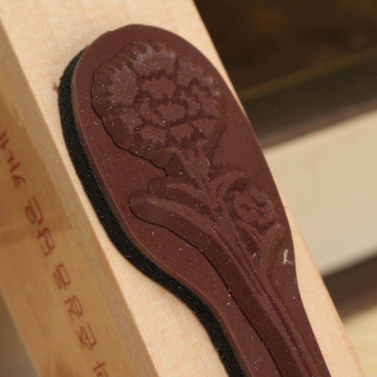 Floral Thank You Happy Birthday Wooden Rubber Stamp Seal Craft Stamper Red