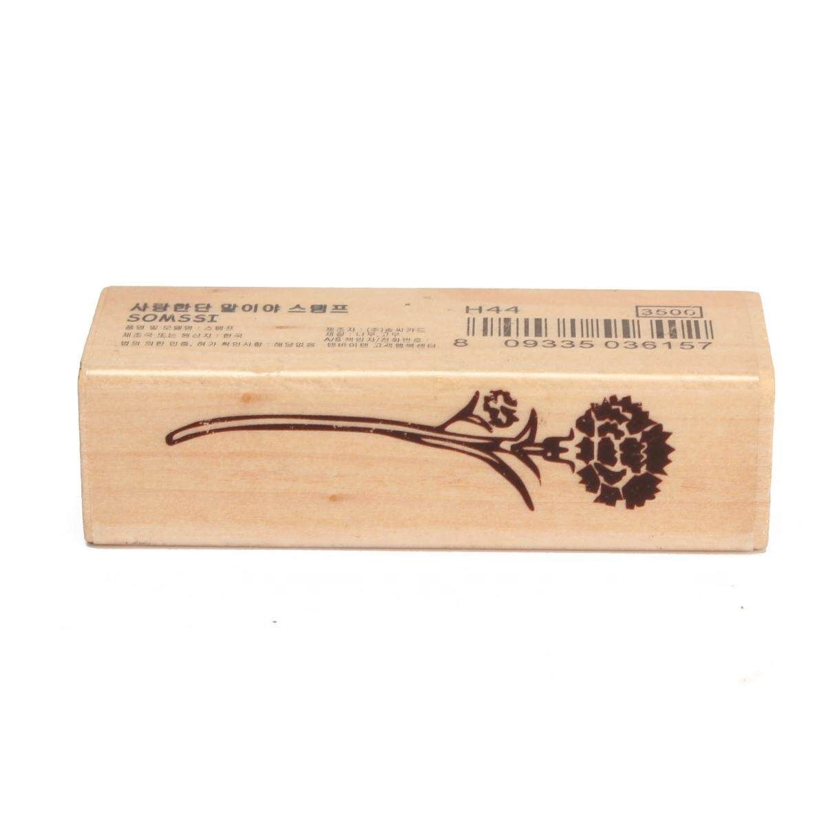 Floral Thank You Happy Birthday Wooden Rubber Stamp Seal Craft Stamper Red