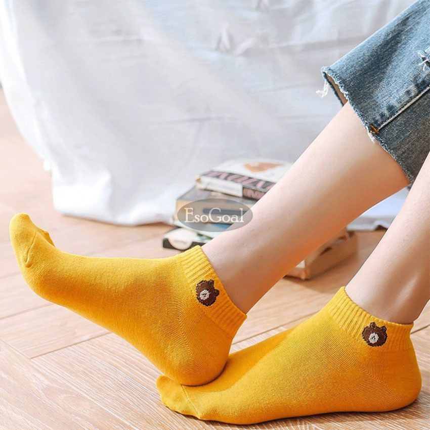 EsoGoal Fashion Women Socks Cute Cartoon Bear Short Socks