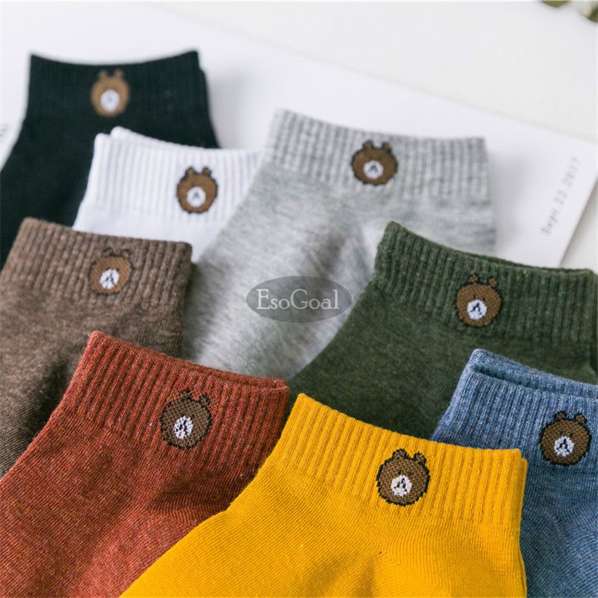 EsoGoal Fashion Women Socks Cute Cartoon Bear Short Socks