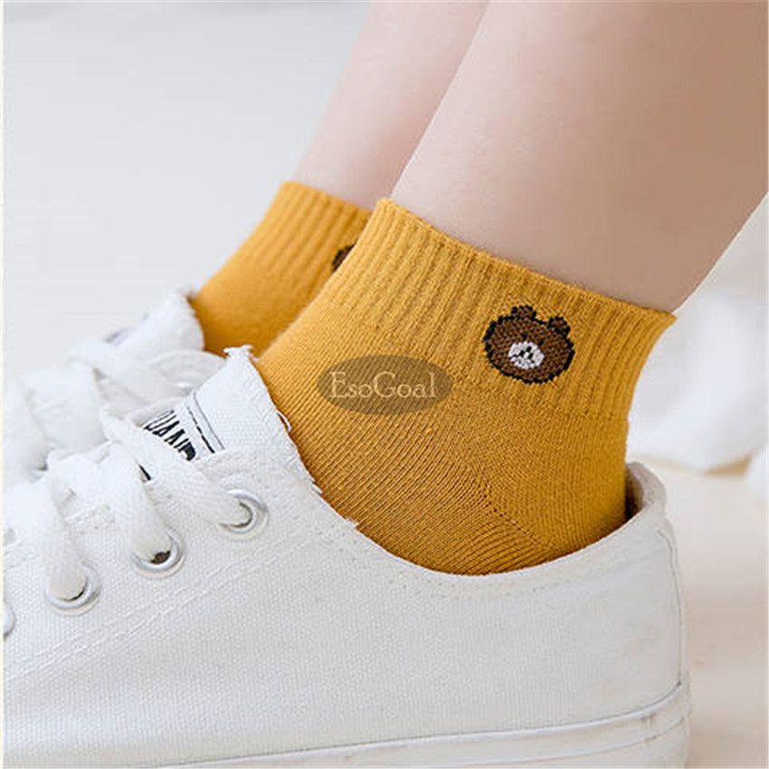 EsoGoal Fashion Women Socks Cute Cartoon Bear Short Socks