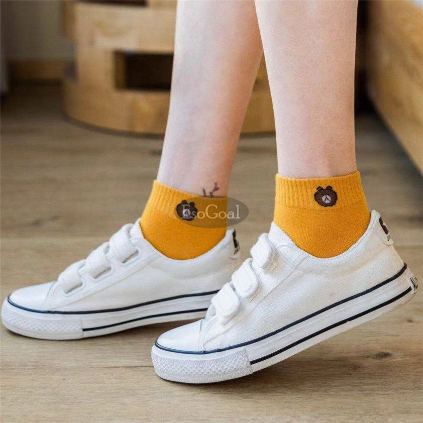 EsoGoal Fashion Women Socks Cute Cartoon Bear Short Socks