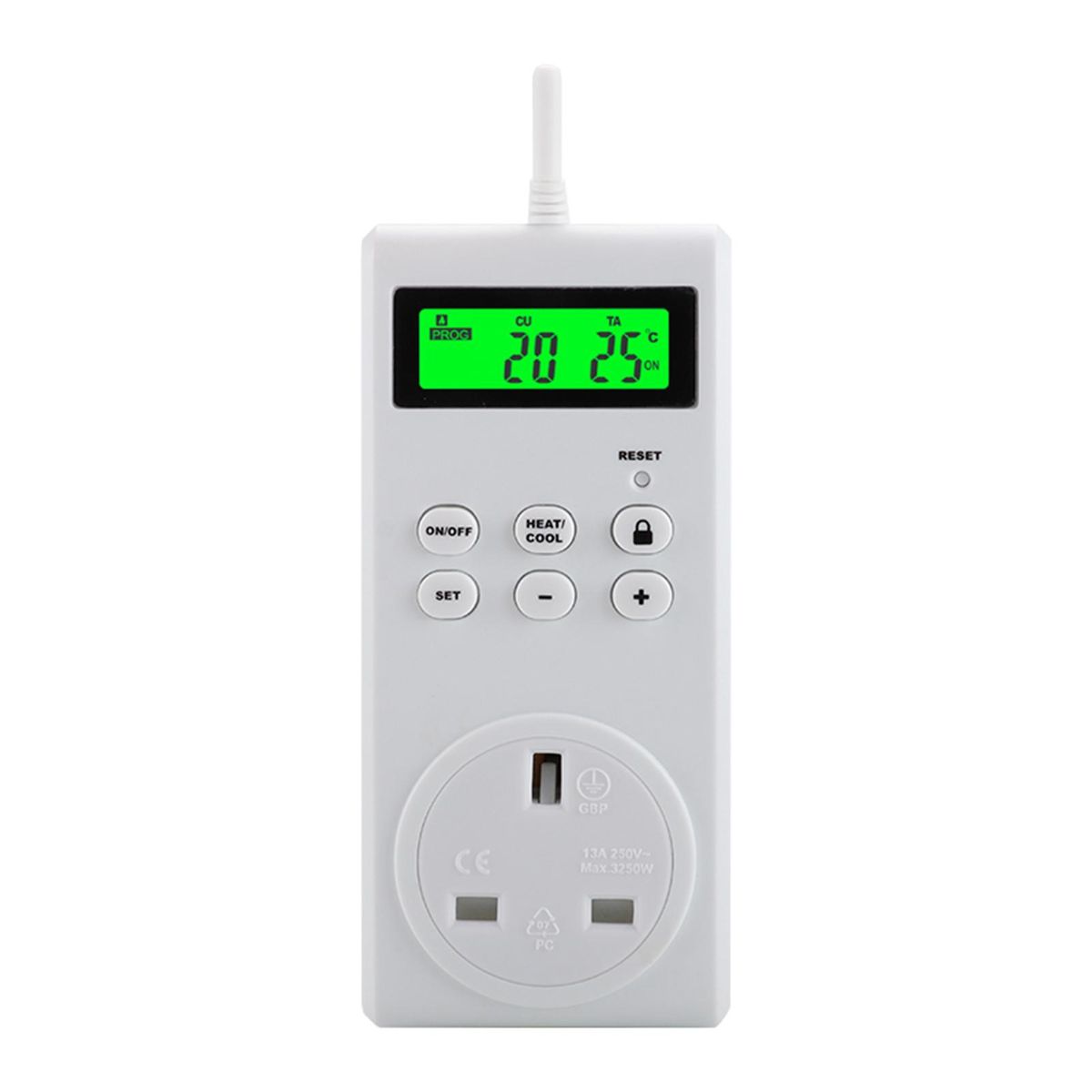 Plug-in Thermostat Programmable Wireless Temperature Controlled Outlet Heating & Cooling Mode Built-in Temperature Sensor with LCD Backlight Digital Display for Heater Cooler