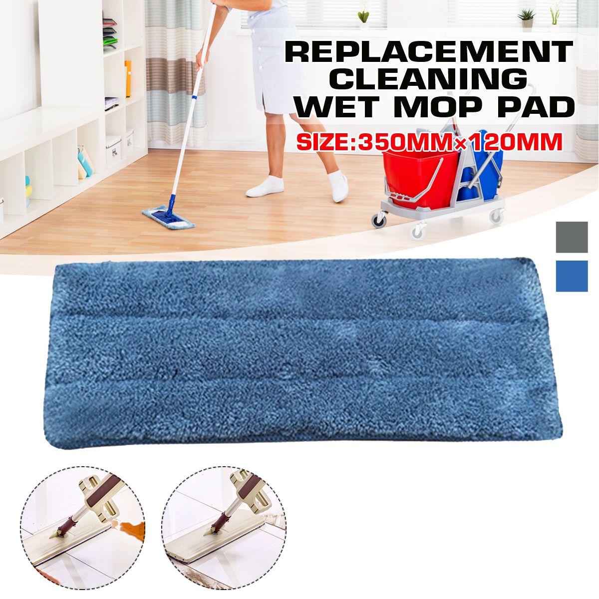 NEW Mop Floor Cleaning Replacement Mop Cloth Microfiber Pad Spray Wet/Dry Spraying Flat Dust Blue