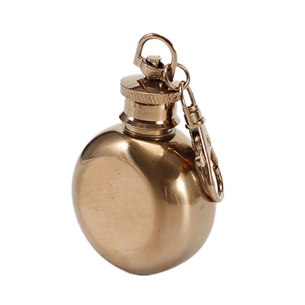 28ml Stainless Steel Hip Flask With Keychains-Antique Brass