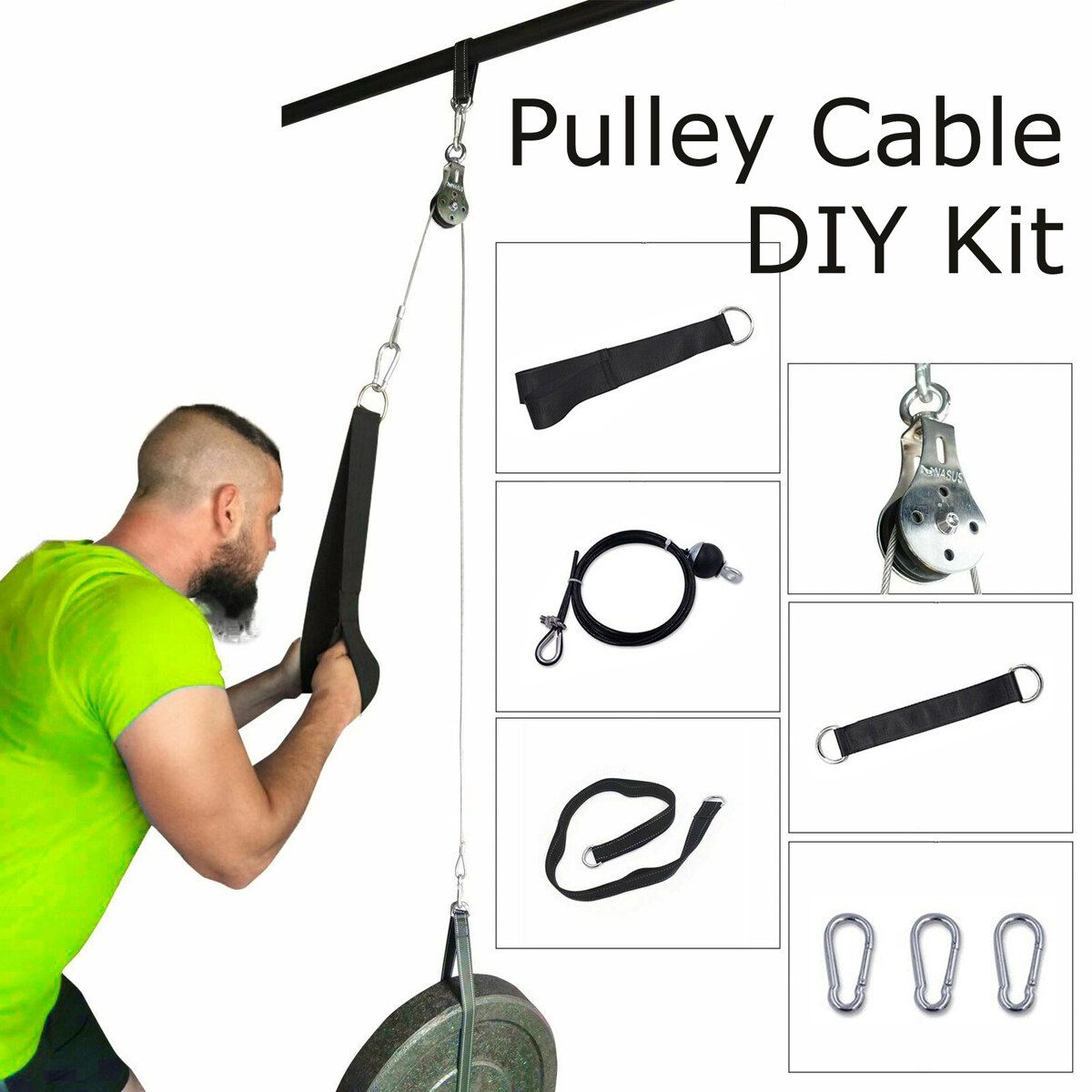 DIY Pulley Cable Pulldown Attachment System Biceps Triceps Trainer Home Fitness 2.5M