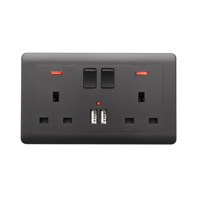 Double Wall Uk Plug Socket 2 Gang 13A