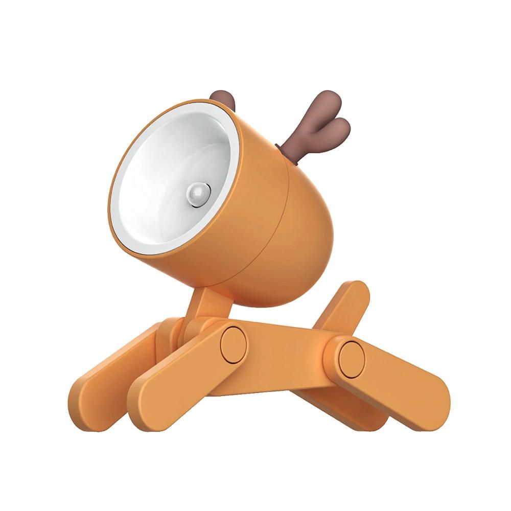 Cartoon Night Light Kid Lamp Mini Deer LED Desk Lamps Cute DIY Portable with Adjustable Phone Holder for Kids Students Bedroom Bookends Nursery Room