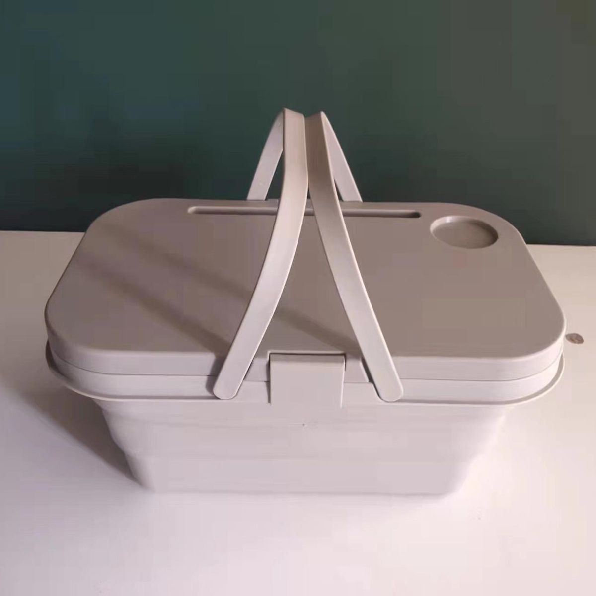 Picnic Food Basket Outdoor Food Fruit Folding Box Light Khaki