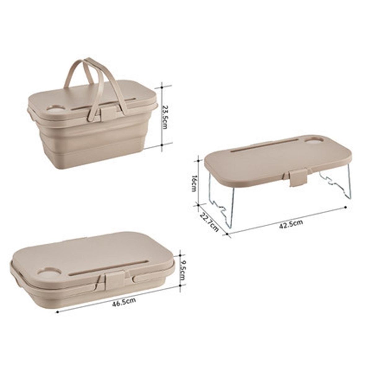 Picnic Food Basket Outdoor Food Fruit Folding Box Light Khaki