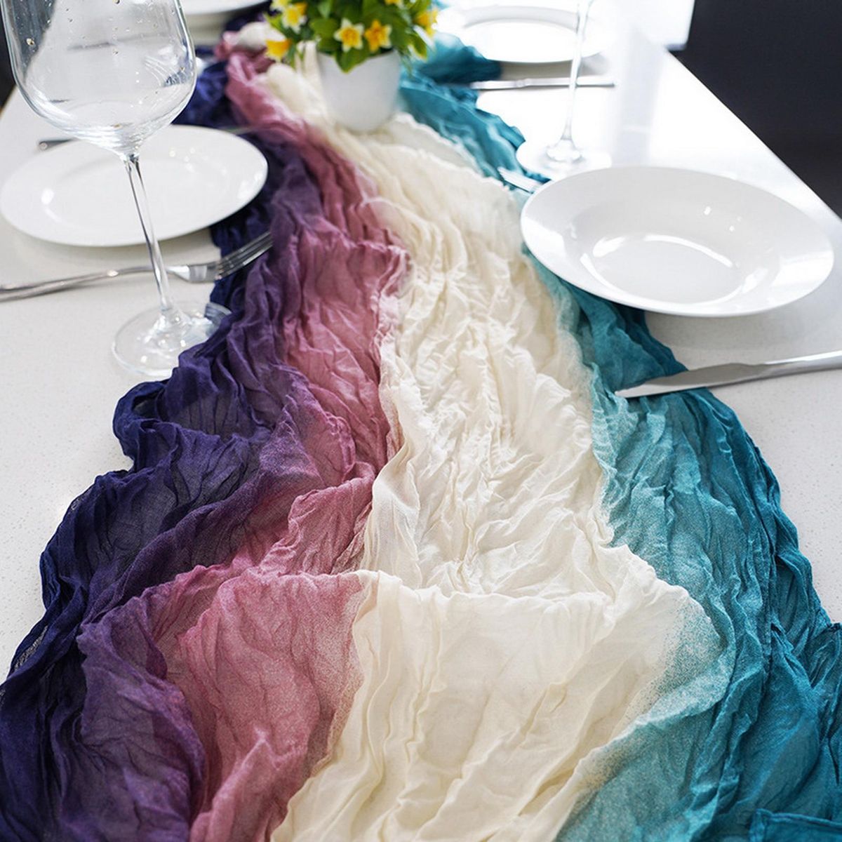 Gauze Tablecloth Dining Table Cheesecloth Gauze Table Runner Purple