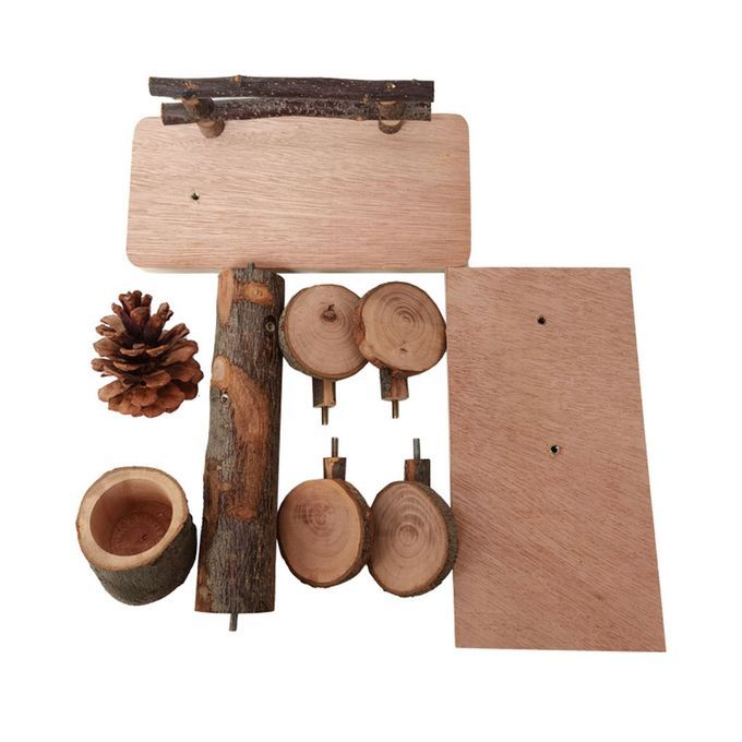 Natural Hamster Wooden Toys Set Climbing Ladder Small Pets Cage