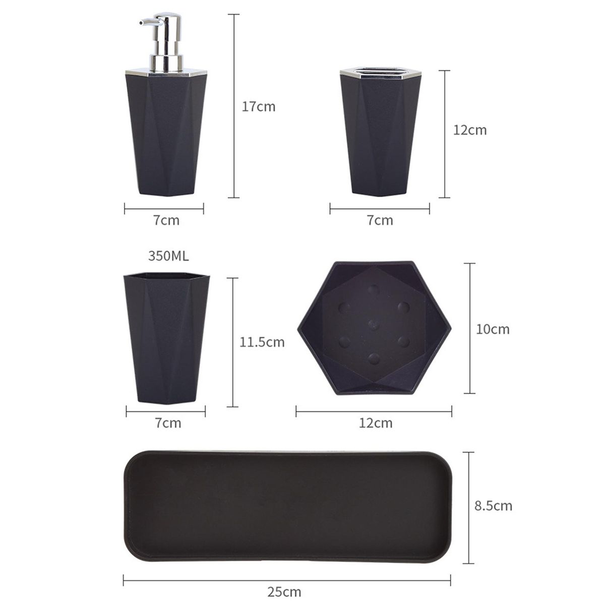 Bath Set Holders Electroplated Toothbrush Cup Black
