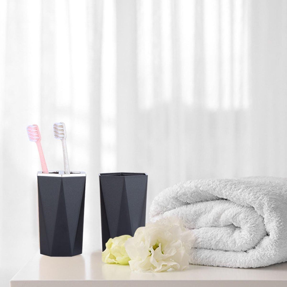 Bath Set Holders Electroplated Toothbrush Cup Black