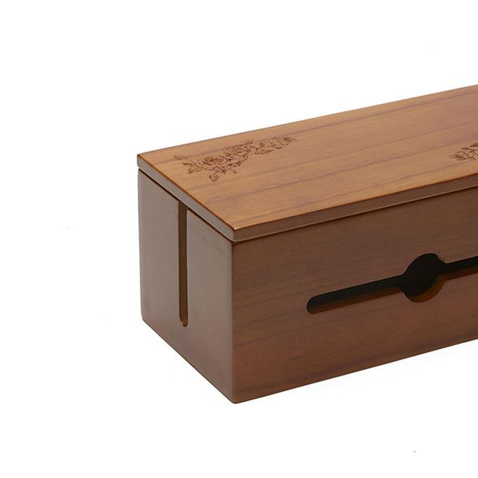 Wooden Cable Management Box Desk Cord Organizer Middle Size  Color 1