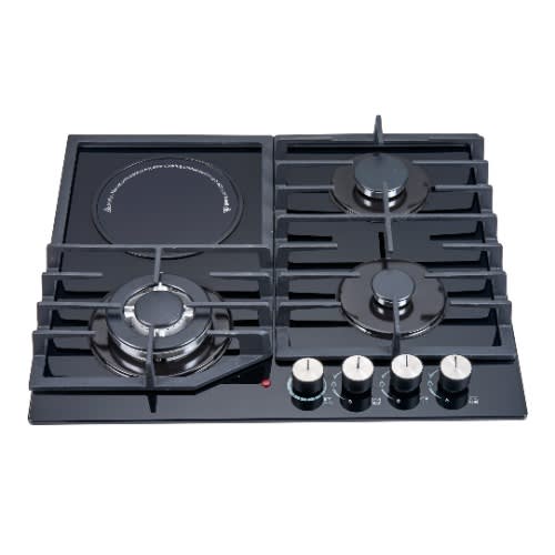 Pv-gt60g3h - 8mm Glass Cooktop Iron Cast - 3 Gas 1 Electric