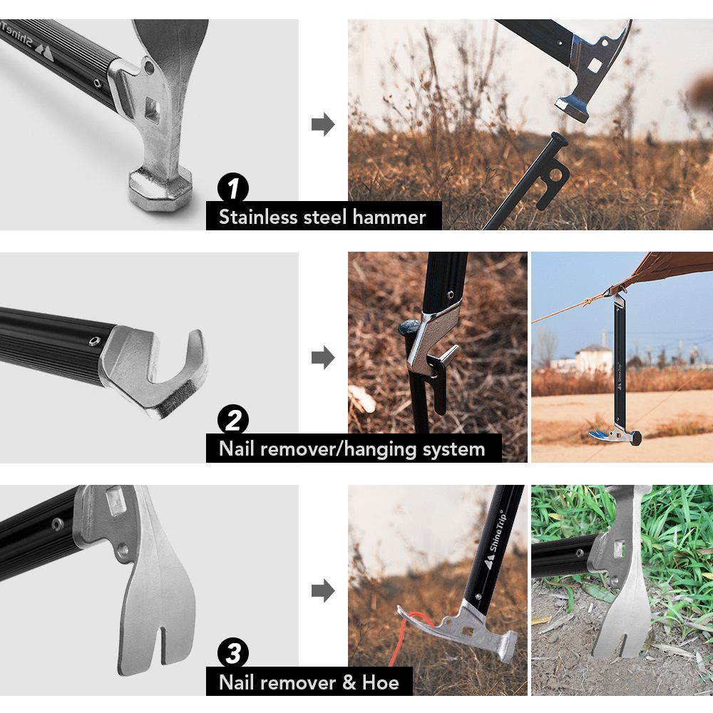 Outdoor Camping Tent Stake Peg Hammer Nail Remover For