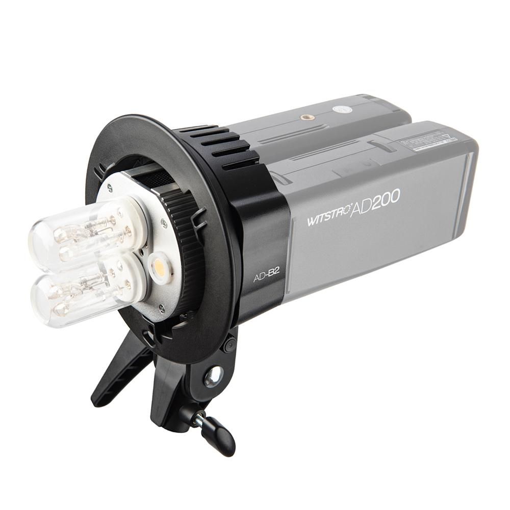 WITSTRO AD-B2 AD200 Dual Power Flash Head Bowens Mount Double Tube Light Head Bracket for AD200 Portable Flash Speedlite