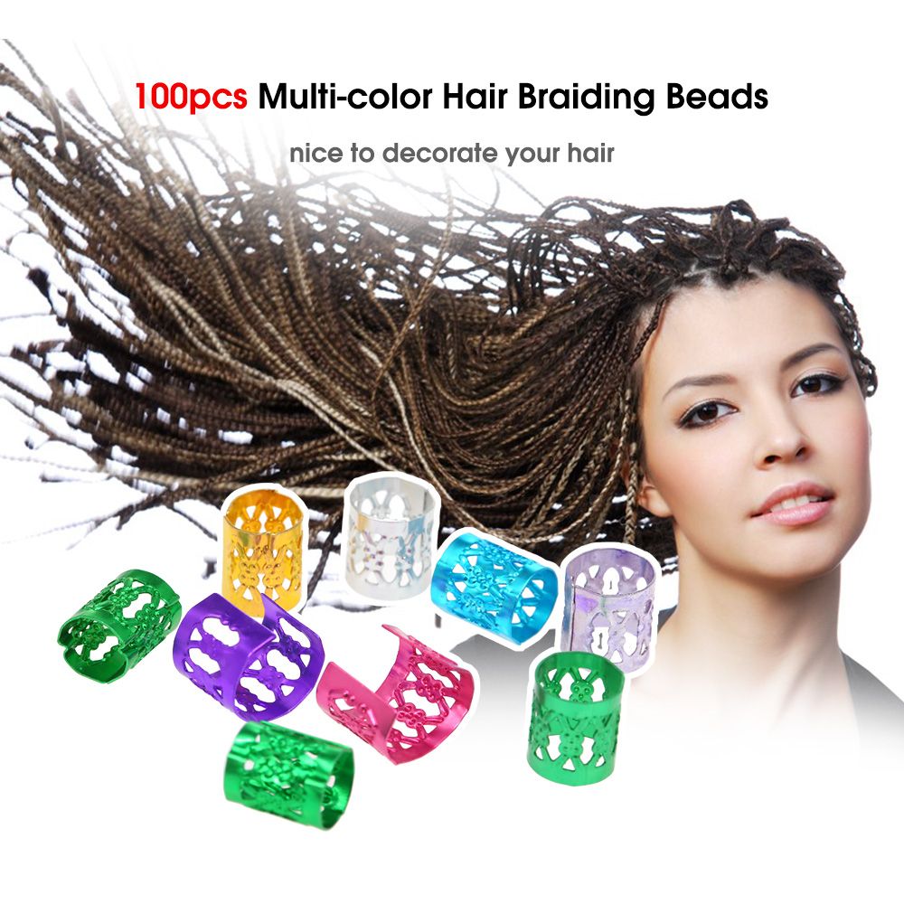 100pcs Dreadlocks Hair Accessories Hair Rings Cuffs Metal