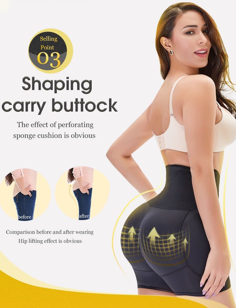Women's Shapewear Firm Control Seamless Padded Thigh Slimmer High Waist  Hip Pads Enhancer Butt Lifter Short Booster