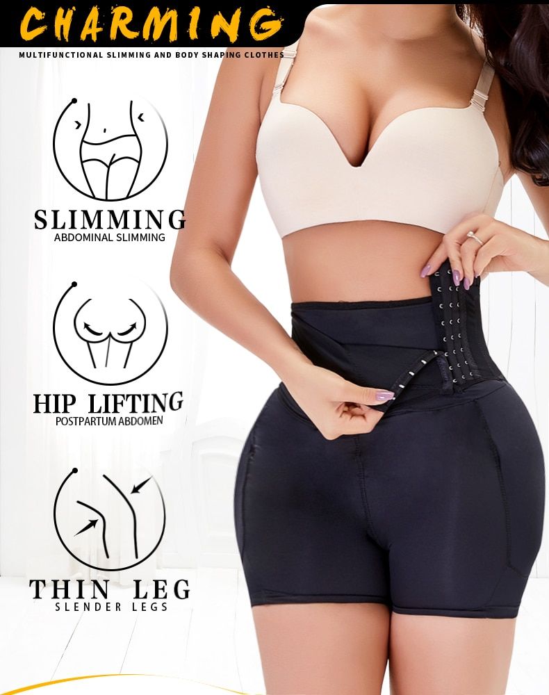 Women's Shapewear Firm Control Seamless Padded Thigh Slimmer High Waist  Hip Pads Enhancer Butt Lifter Short Booster