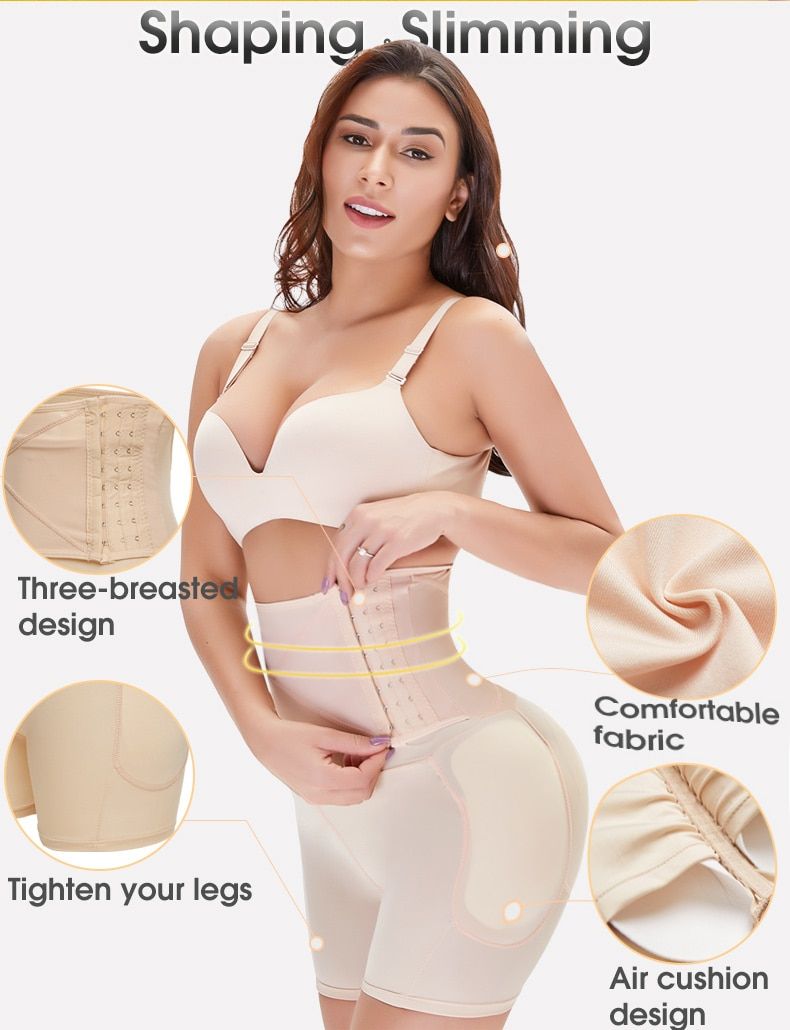 Women's Shapewear Firm Control Seamless Padded Thigh Slimmer High Waist  Hip Pads Enhancer Butt Lifter Short Booster